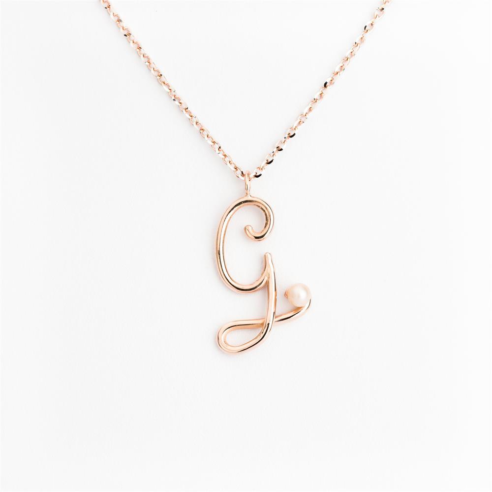 Philip Jones Collana Iniziale Placcata Oro Rosa – Lettera G Con Cristalli Zircondia, Elegante E Fine