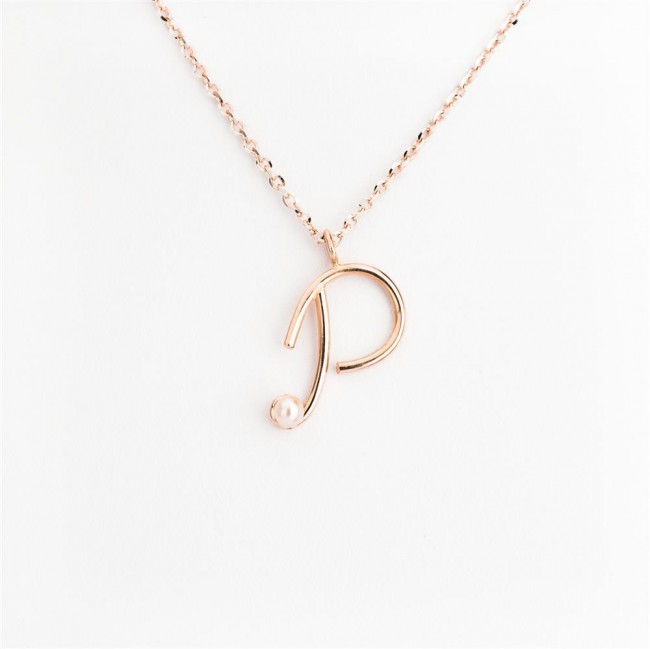 Nicolini Gioielli | Lettera alfabeto Iniziale P in oro rosa e perle. Made in Italy