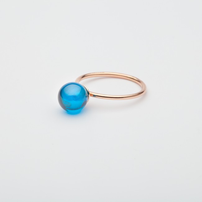 Anello donna con sfera colorata di Zircone, Anello Babol grande blu  | Nicolini Gioielli Shop