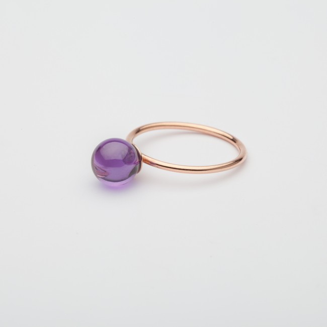 Anello donna con sfera colorata di Zircone, Anello Babol grande viola  | Nicolini Gioielli Shop