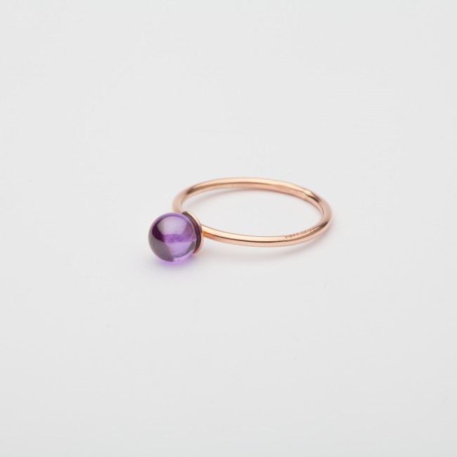 Anello donna con sfera colorata di Zircone, Anello Babol piccolo viola  | Nicolini Gioielli Shop