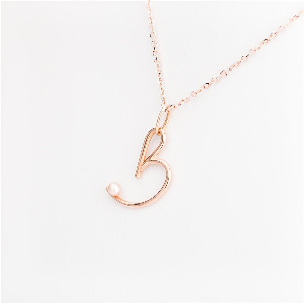 Philip Jones Collana Iniziale Placcata Oro Rosa - Lettera B Con Cristalli Zirconia - Elegante - 2