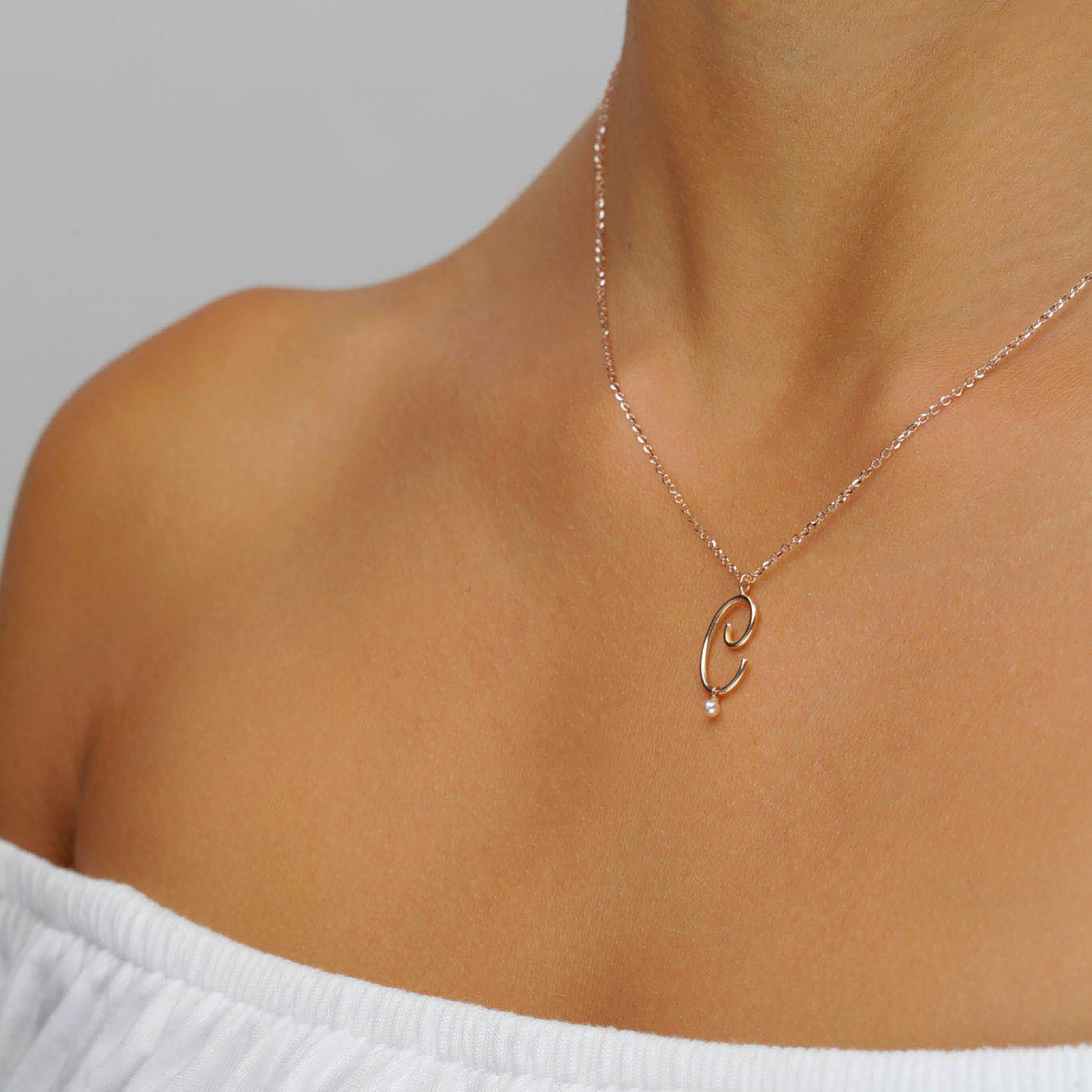 Collana Iniziale Con Lettera C E Catena Corta – Placcata Oro, Rame, Lunghezza 45 Cm E 38 Cm