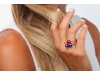 Anello donna con sfera colorata di Zircone, Anello Babol grande viola  | Nicolini Gioielli Shop