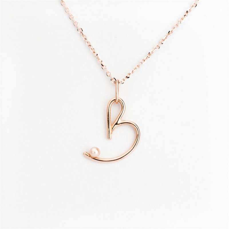 Nicolini Gioielli | Lettera alfabeto Iniziale B in oro rosa e perle. Made in Italy