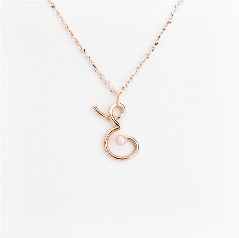 Nicolini Gioielli | Lettera alfabeto Iniziale E in oro rosa e perle. Made in Italy