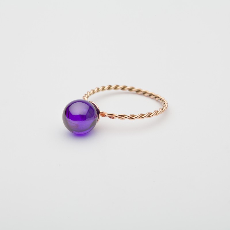 Anello donna con sfera colorata di Zircone, Anello Babol grande viola  | Nicolini Gioielli Shop