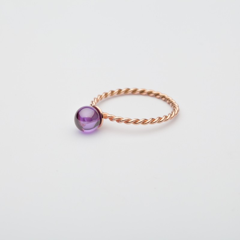Anello donna con sfera colorata di Zircone, Anello Babol piccolo viola  | Nicolini Gioielli Shop