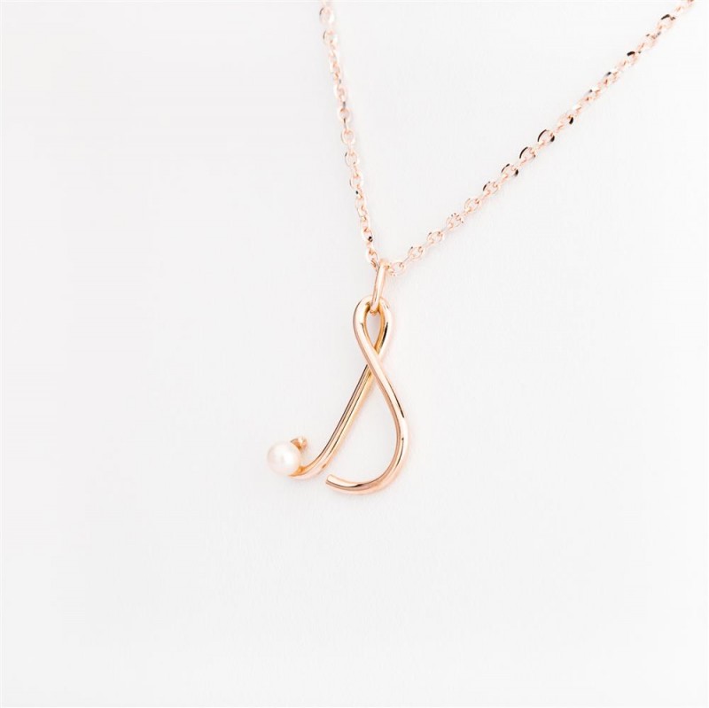 Nicolini Gioielli | Lettera alfabeto Iniziale D in oro rosa e perle. Made in Italy