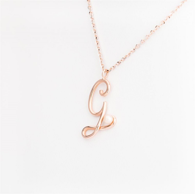 Nicolini Gioielli | Lettera alfabeto Iniziale G in oro rosa e perle. Made in Italy