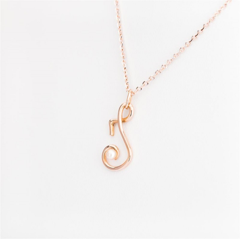 Nicolini Gioielli | Lettera alfabeto Iniziale I in oro rosa e perle. Made in Italy