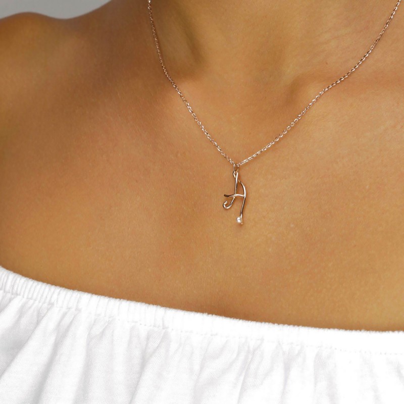 Nicolini Gioielli | Lettera alfabeto Iniziale A in oro rosa e perle. Made in Italy