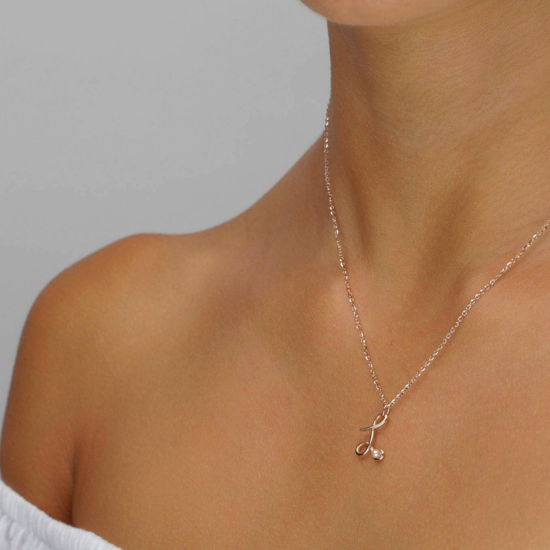 Nicolini Gioielli | Lettera alfabeto Iniziale L in oro rosa e perle. Made in Italy