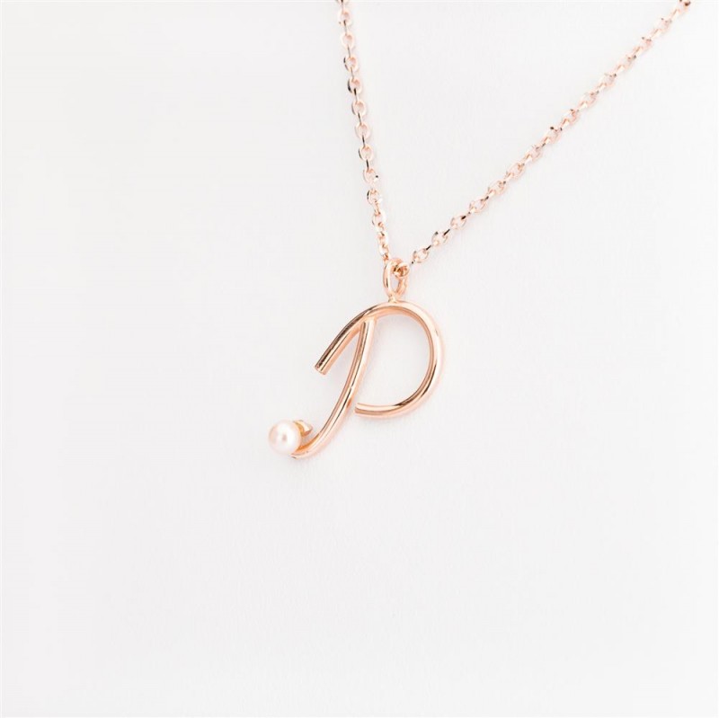 Nicolini Gioielli | Lettera alfabeto Iniziale P in oro rosa e perle. Made in Italy