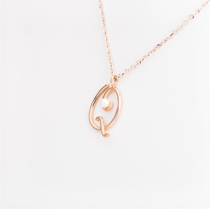 Nicolini Gioielli | Lettera alfabeto Iniziale Q in oro rosa e perle. Made in Italy