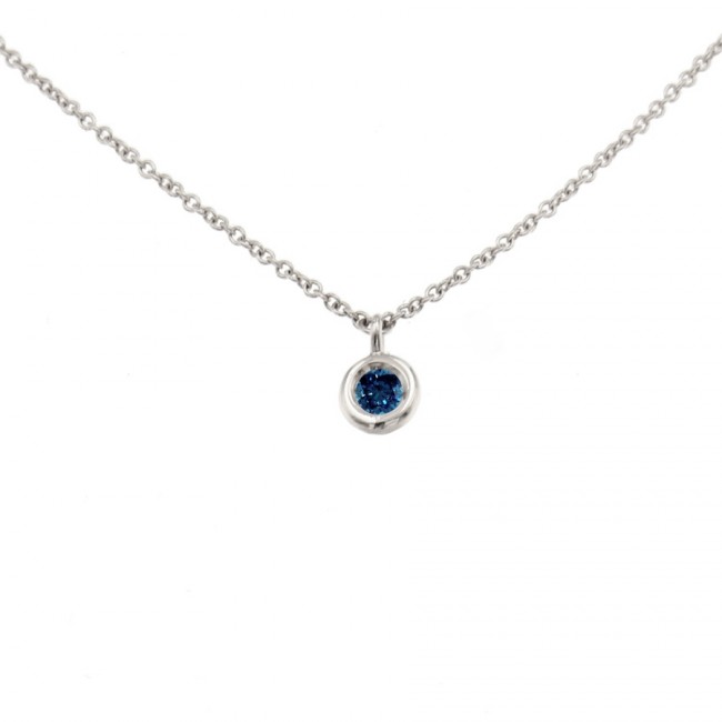 White gold charm with blue diamond