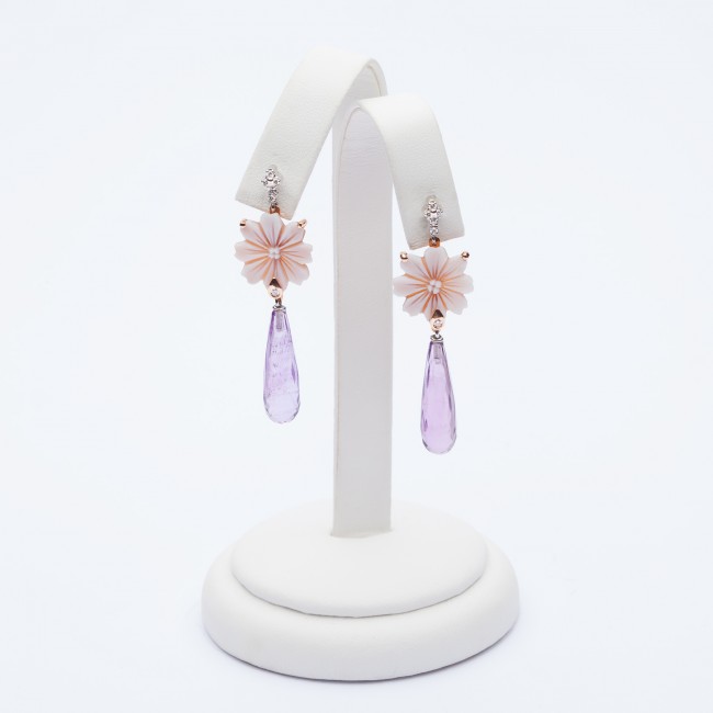 Earring "Flora" collection, purple amethysts