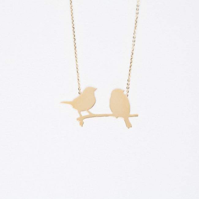 Necklace with two birds on a branch