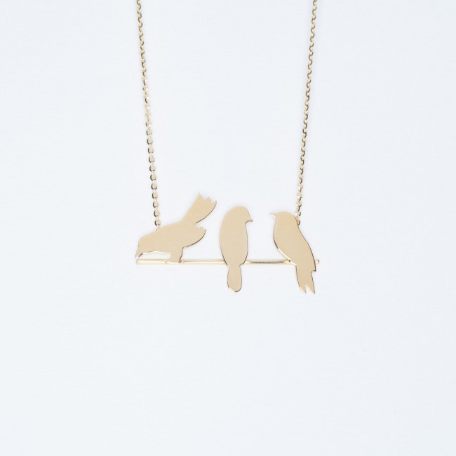 Necklace with three small birds