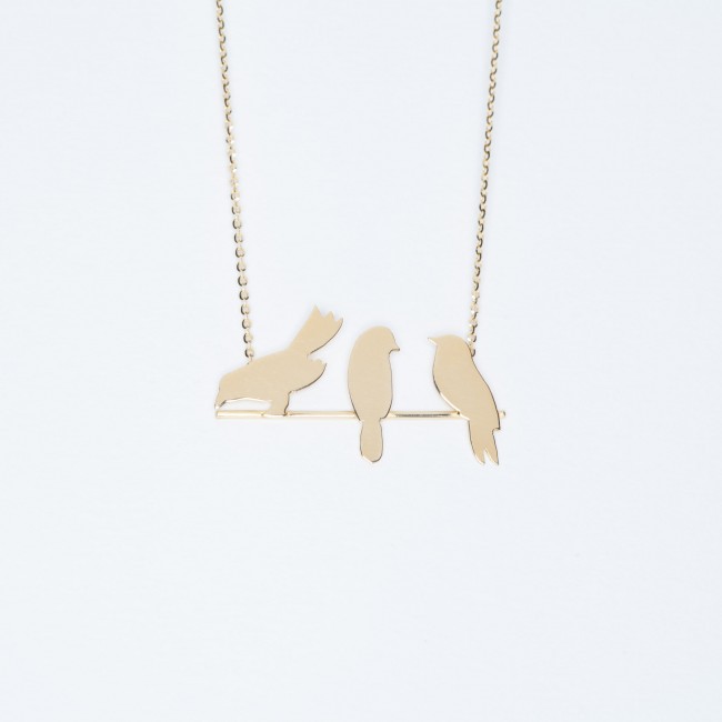 Necklace with three small birds