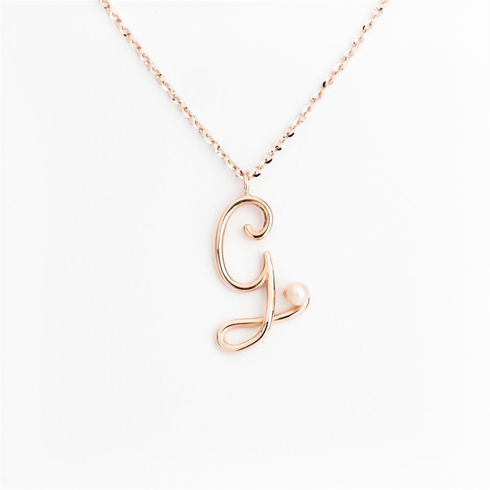 Letter g clearance necklace rose gold