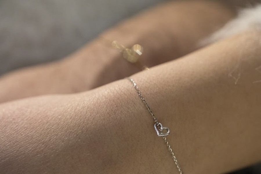White gold heart charm on sale