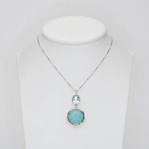 Charm in white gold and turquoise