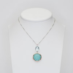 Charm in white gold and turquoise