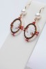 Red and white earrings with cameos